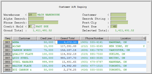 Customer A/R Inquiry